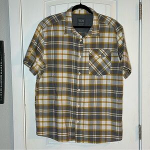 Mountain Hardwear Gray and Yellow Plaid Button Down Shirt Size XL